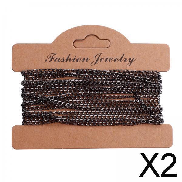 2xTwisted Link Chain DIY Jewelry Making Keychain Earrings Curb Cable Chain Gray Black Plating