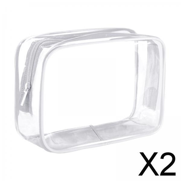 2xWaterproof Toiletry Bag Reusable Holder Container Beach Bag Clear Makeup Bag White