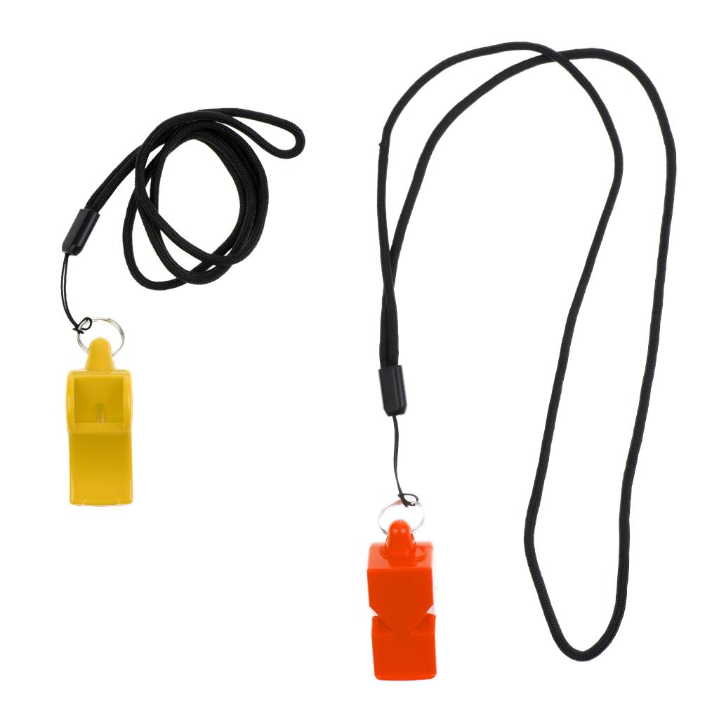 2 Pieces Plastic Whistle with Lanyard for Emergency Survival Marine Safety