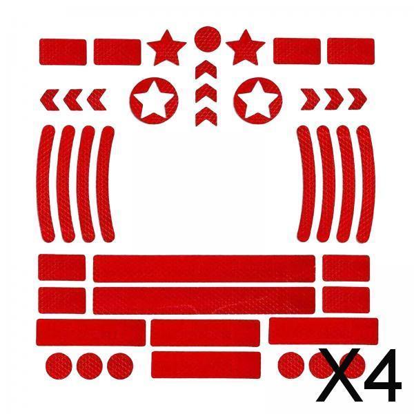 4xReflective Stickers High Visibility Decor Warning for Bikes Motorbike Red