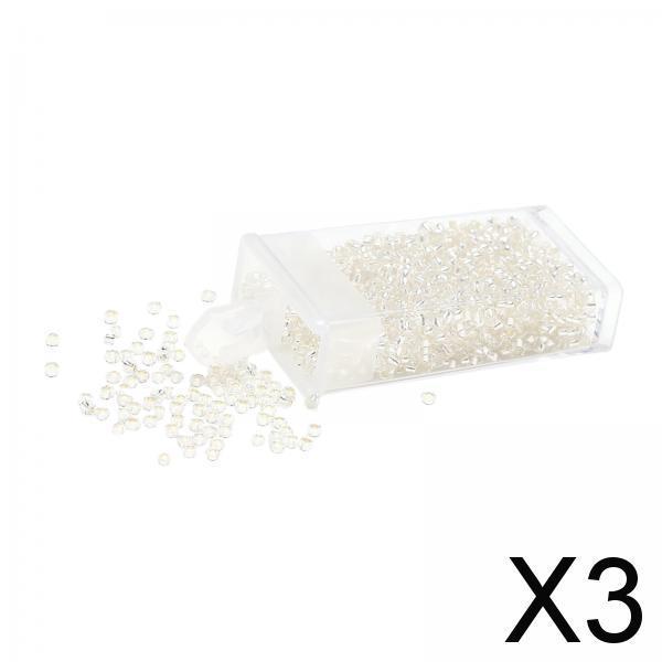 3x1000Pcs Glass Seed Beads Kit 2mm Craft Beads for Crafting DIY Jewelry Making White