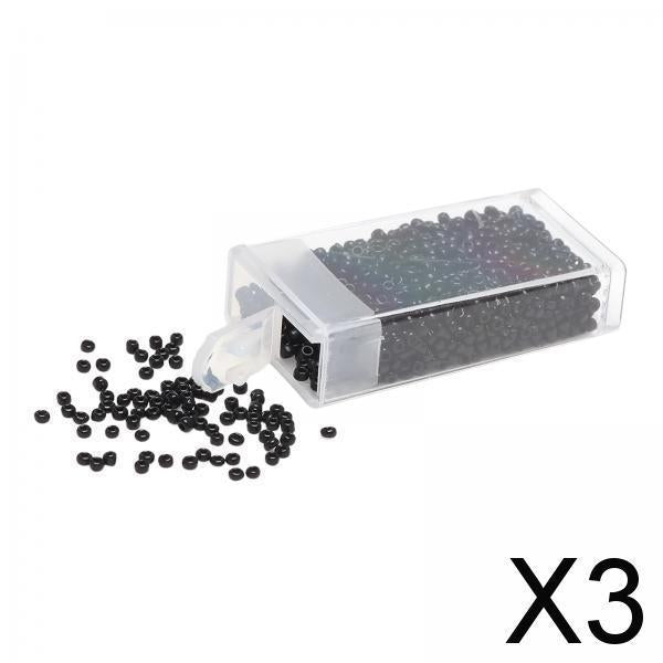 3x1000Pcs Glass Seed Beads Kit 2mm Craft Beads for Crafting DIY Jewelry Making Black