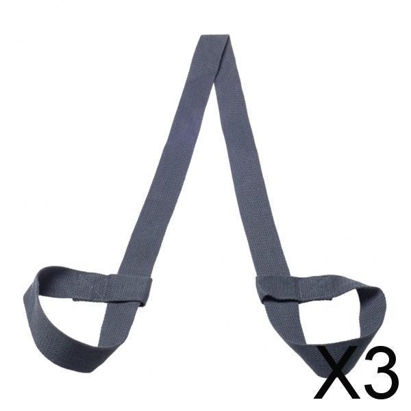 3xCotton Yoga Mat Strap Pilates Mat Carrier Fitness Stretchy Loop Dark Grey