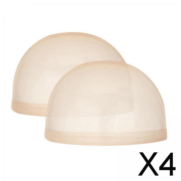 4xWig Cap Nylon Invisible Real Thin Bald Stocking Caps for Cosplay Women Black Beige
