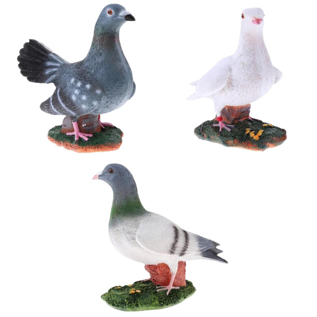 3Pcs Animal Garden Sculpture Resin Dove Home Craft Ornament Dove Decor