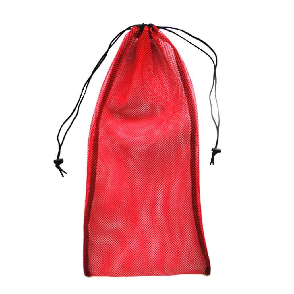 Mesh Drawstring Bag for Snorkeling Equipment Diving Fins Goggles Mask Red