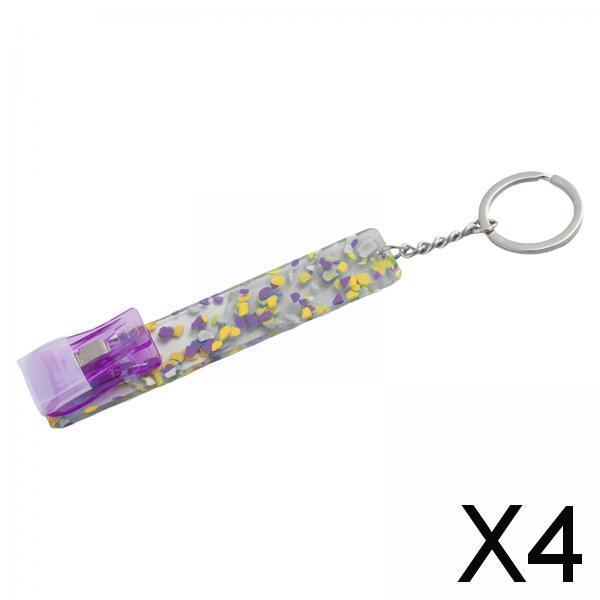 4xCredit Card Puller ATM Keychain Card Clip for Long Nails Picker Card Grabber Purple