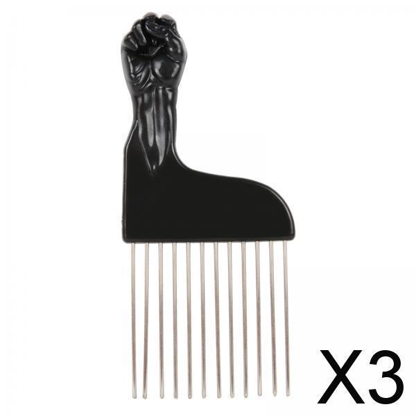 3xHair Styling Tool For Curly Hair Black Fist Hair Comb For Women and Men C