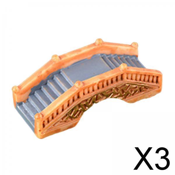 3xMiniature Bridge Statue Miniature Garden Bridge for Desk Aquarium Decor Orange