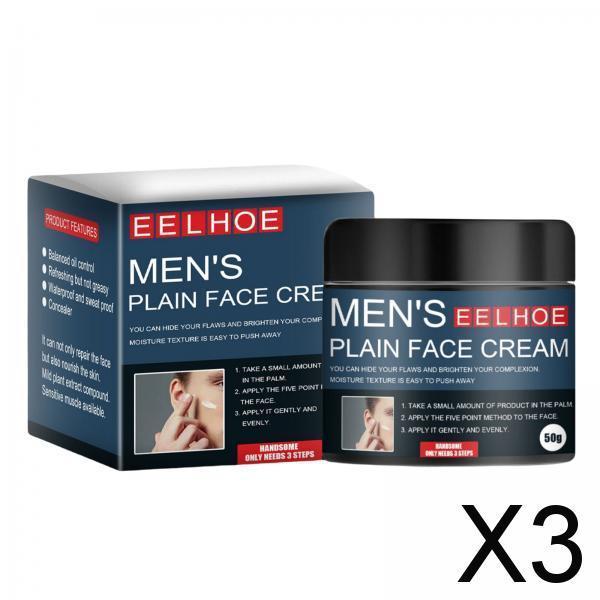 3x50ml Men Facial Concealer Cream for Oil Control Moisturizing Makeup Base Use