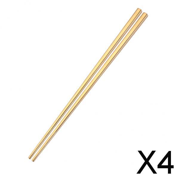 4x304 Stainless Steel Square Chopsticks Polished for Kitchen Hotel Gold