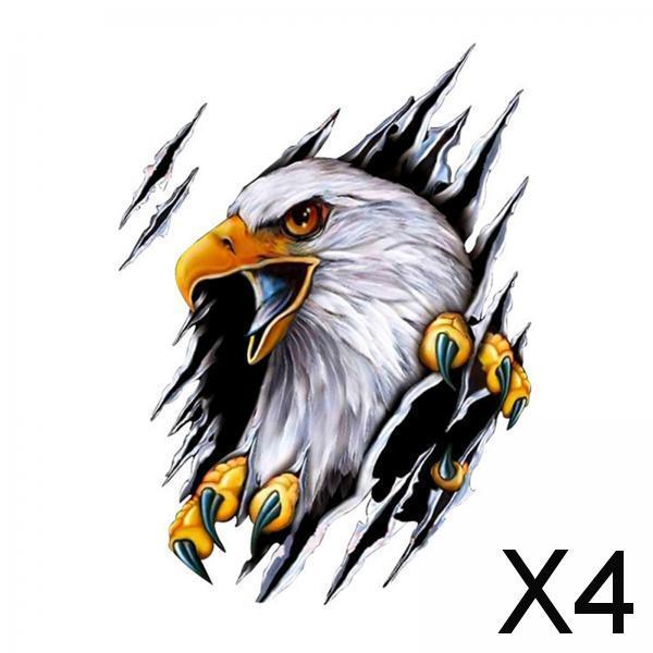 4xEagle Car Sticker Decals Simulation Cartoon for Bumpers Motorcycle Left