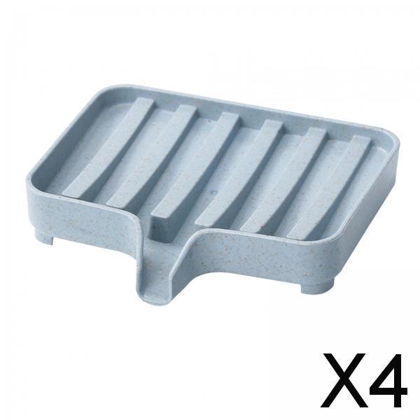4xSelf Draining Soap Dishes Drain Shelf Durable for Toilet Counter Top Bathtub blue