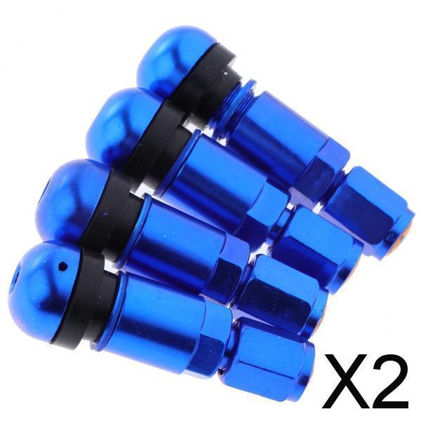 2x4 Pcs Car Tubeless Wheel Dust Caps Tire Valve Stems Blue + Black