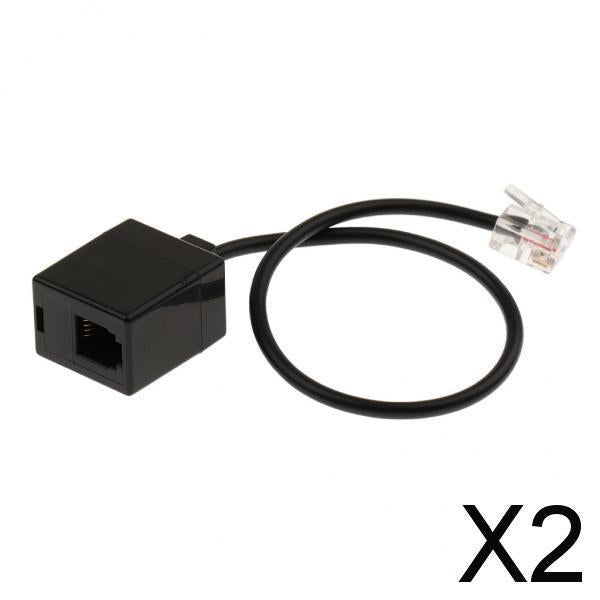 2xRJ9 4P4C Male Plug to RJ9 Modular Female Connector Handset Adapter Splitter