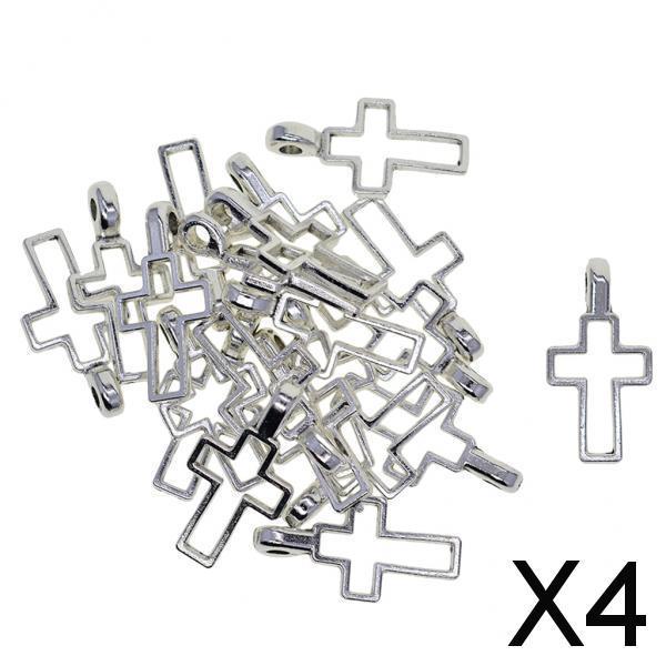 4x20 Pieces Cross Pendant Trays Blanks Cameo Bezel Cabochon Settings 38x20mm