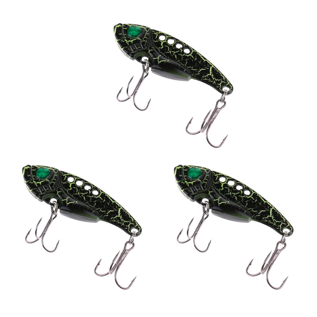 3PCs Fishing Lure Metal VIB Hard Bait Fishing Spoons Tackle Hooks Color D