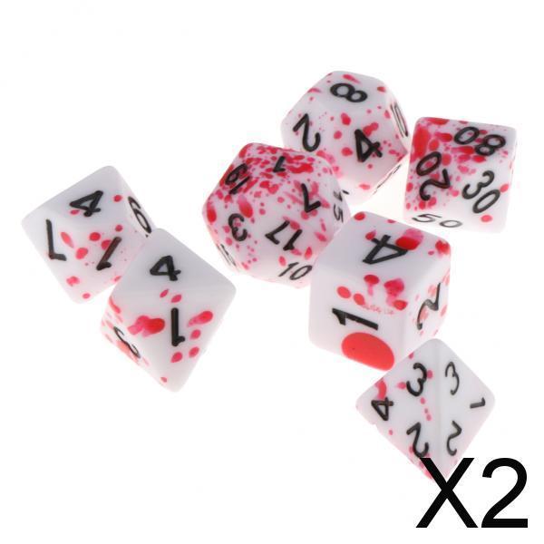 2x7/Set Plastic Polyhedral Dice Set for D&D Dungeons and Dragons Game Toy Style 2
