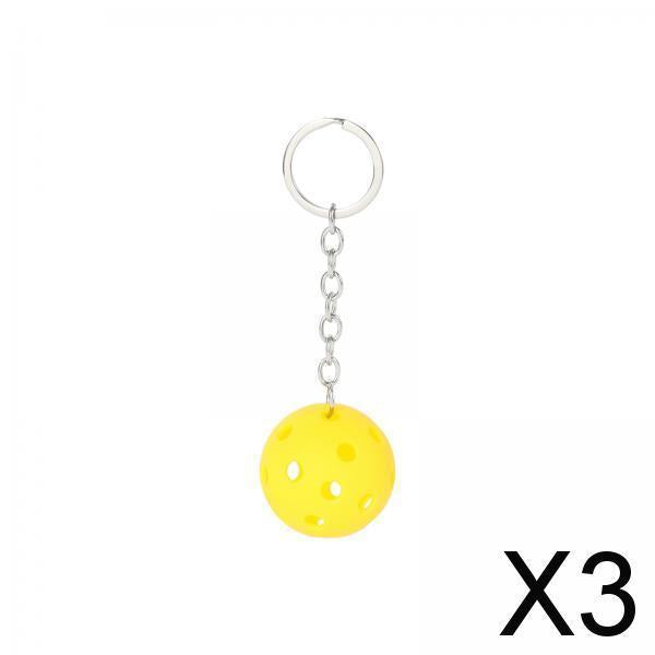 3xPickleball Keychain Portable Pickleball Bag for Backpack Hoilday Handbag yellow