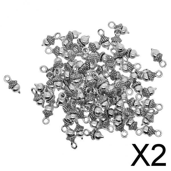 2x50 Piece DIY Antique Acorn Charms Pendants Dangle Beads Jewelry DIY Findings