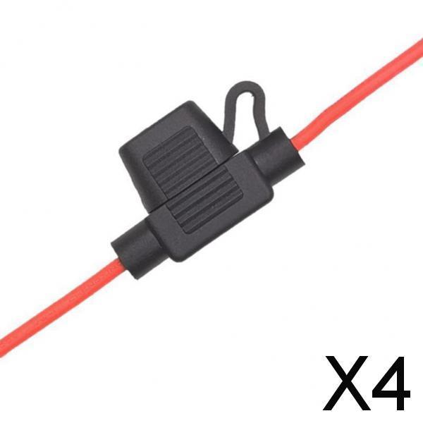 4xFuse Holder 20A Damp Black Protective 14 AWG Wire for Boats Trucks Cars