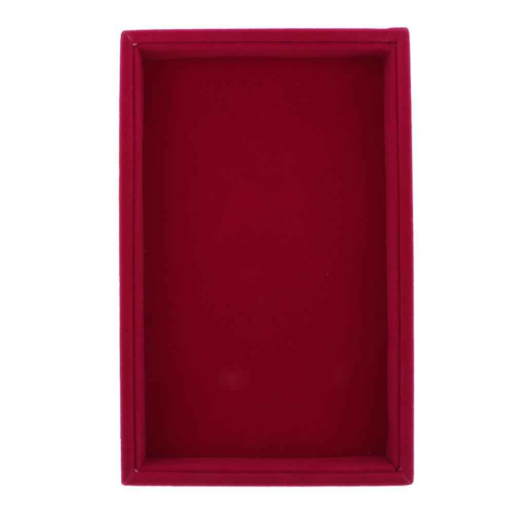 Elegant Velvet Stackable Jewelry Display Tray Necklace Organizer Rose Red