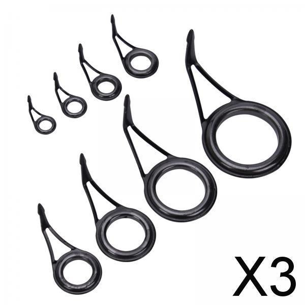 3x8Pcs Fishing Rod Guides Tips Eye Rings Kit Fishing Pole Building Repair