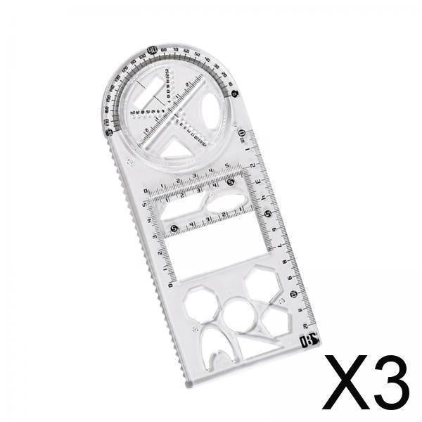3xGeometric Ruler Craft Drawing Rulers for Designing Sketching Office Supplies Style B