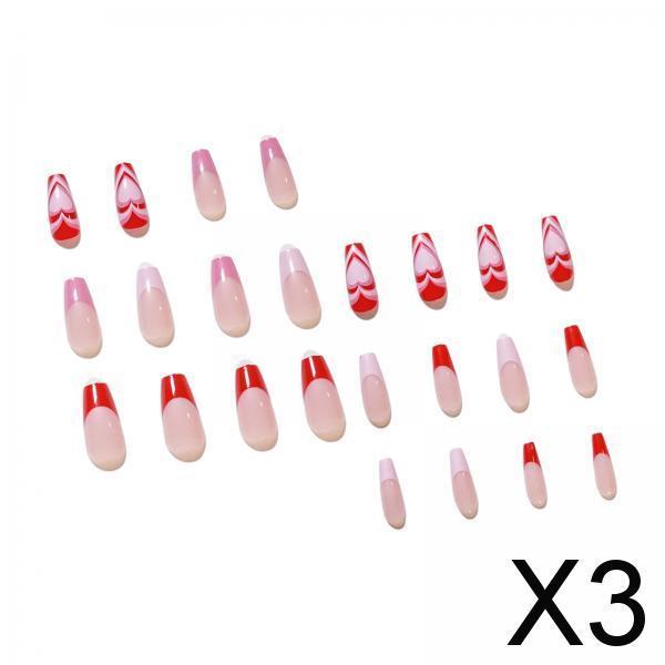 3x24 Pieces Press on Nails Exquisite Fake Nails for Home Practice DIY Nail Art