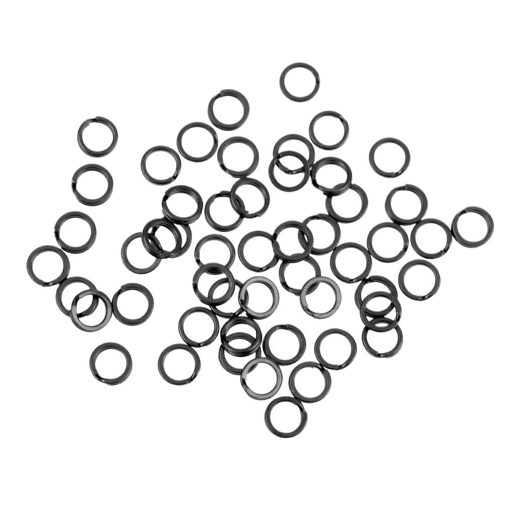 50 Pcs Flat Stainless Steel Connector Fishing Split Ring for Lures Hooks