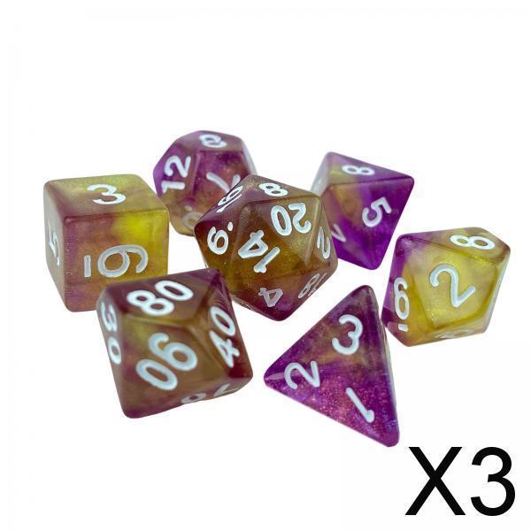 3x7x Game Dices Luminary Engraved Assorted for Roll Playing Games Style A