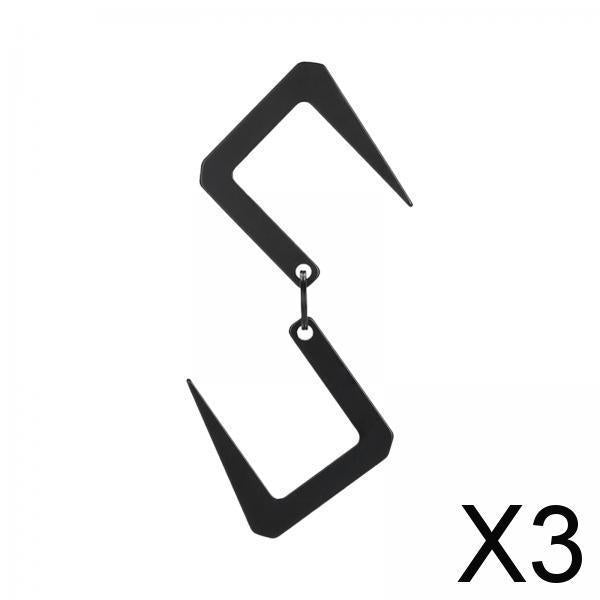 3xHeavy Duty Metal S Hook Utility Hanging Hooks Outdoor Camping Storage Black