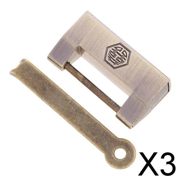 3xChinese Vintage Padlock Jewelry Box Lock Furniture Hardware Lock Retro Lock