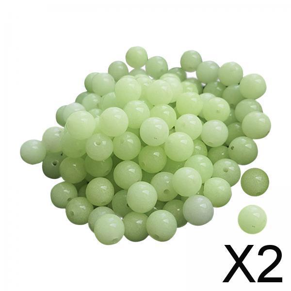 2x100 Pieces Acrylic Luminous Beads Round for Bracelet Jewelry Making Keychain 4mm