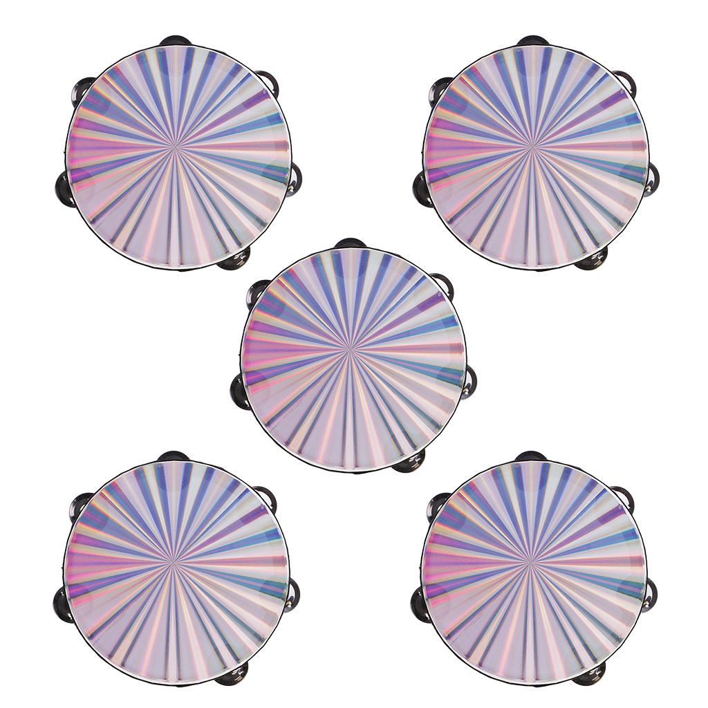 5 Pieces Double Row Jingle Radiant Tambourine Drum Band Accompaniment 8inch
