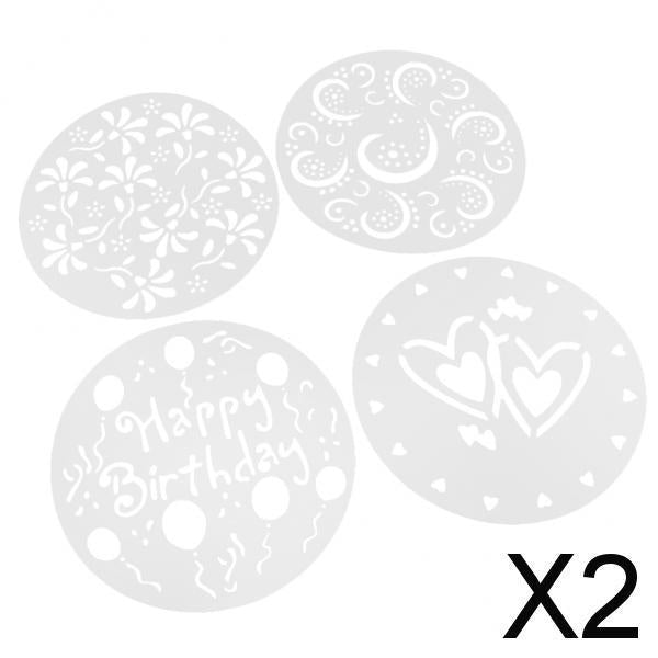 2x4 Pieces Spray Print Stencils Coffee Cake Strew Flowers Baking Mold