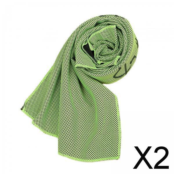 2xCooling Towel Breathable Fast Drying Ice Towel for Exercise Hot Weather green
