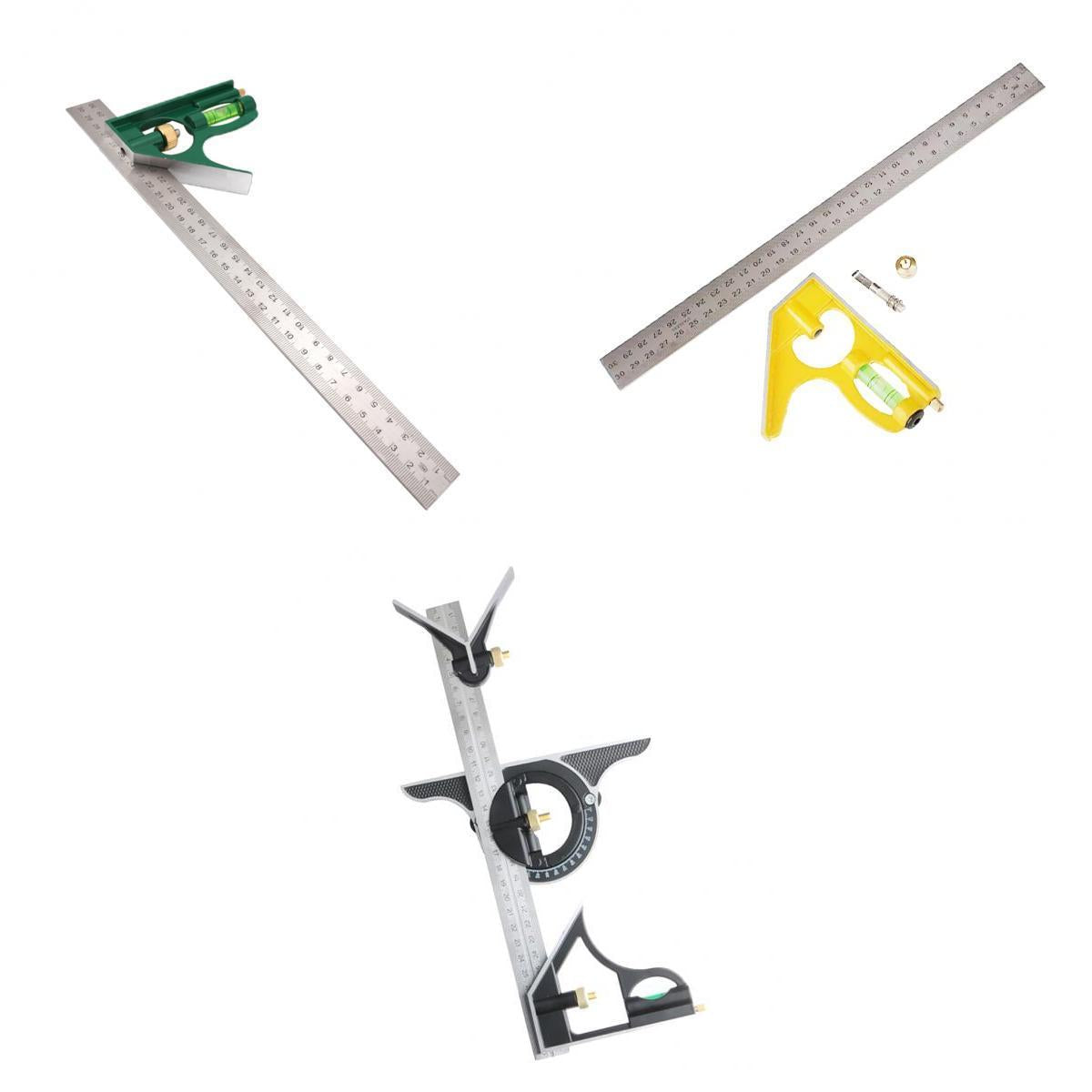3 Pieces 12' Metal Combination Square Ruler Adjustable Angle Measuring Ruler
