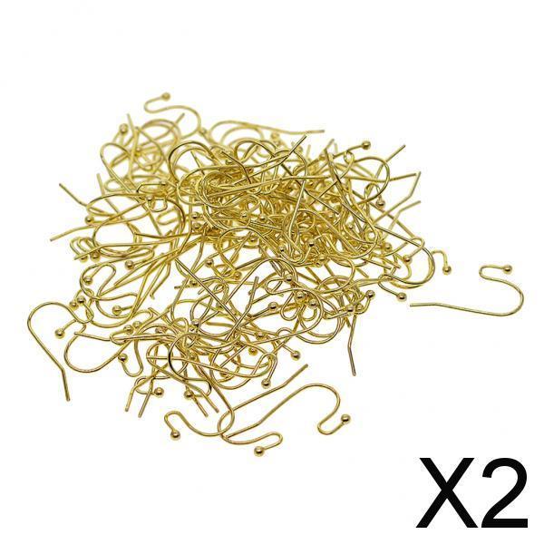 2x100pcs Brass Earring Hooks Fish Hook Ear Wires French Wire Hooks Black