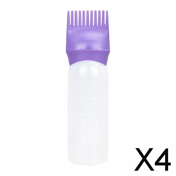 4x120ml Root Comb Applicator Bottle Perming Hairdressing Tool Empty for Home Purple