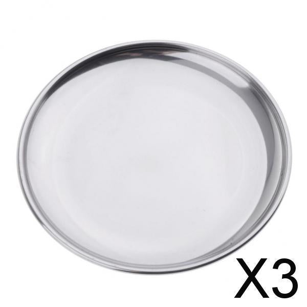 3xStainless Steel Round Plates 14CM