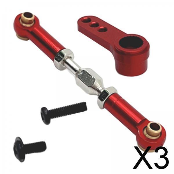 3xRC Steering Linkage Set Professional Metal Steering Rod for 16207 Trucks Red