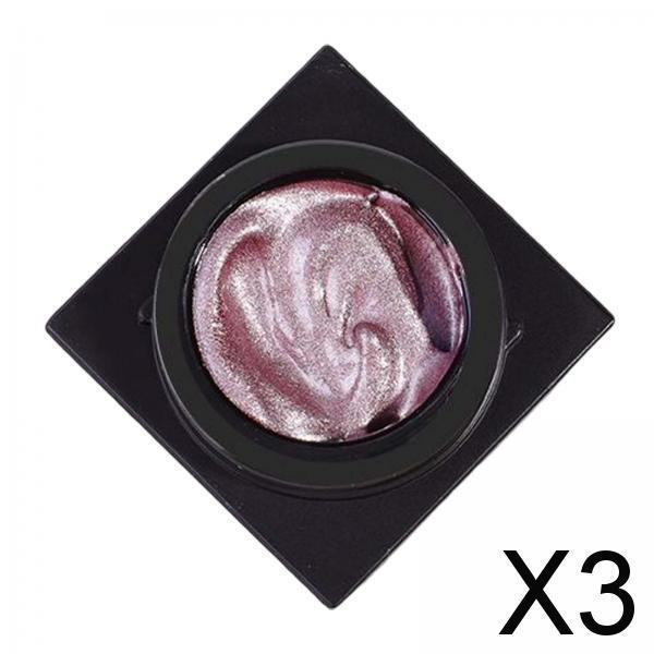 3xGypsum Gel Nail Art Painting Drawing Polish 3D Metallic Nail Art Gel Polish Pink