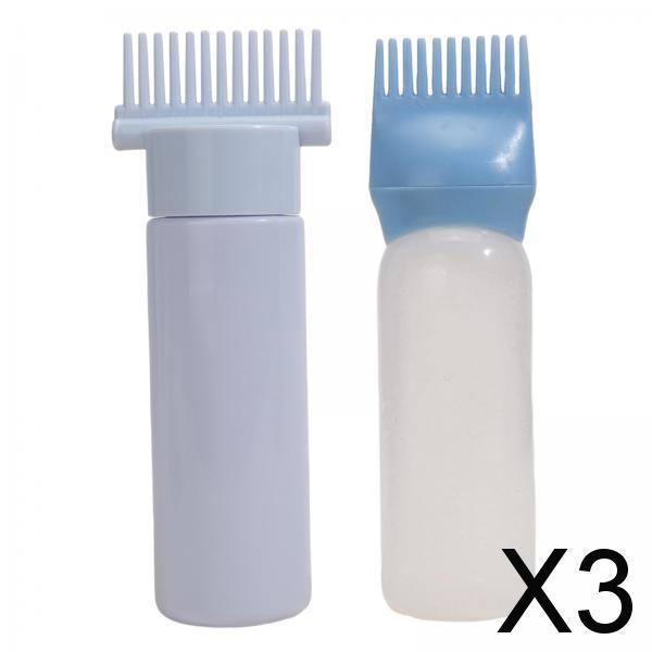 3x2x Root Comb Applicator Bottles Hair Dye Bottle Applicator Brushes for Salon Blue
