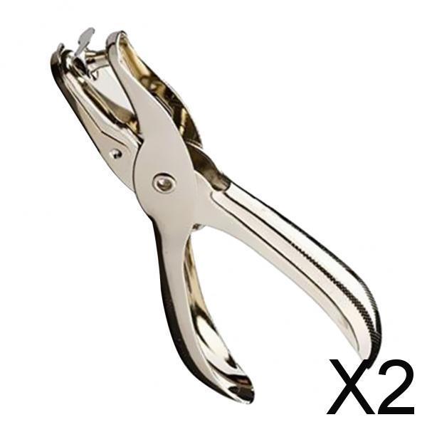 2xOffice Punch 8 Pages Metal School Loose-leaf Single Puncher Hand Paper Hole 3mm