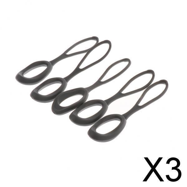 3x5 Pieces Non-slip Strong Zipper Pull Cord Zip Puller Zip Fastener Grey
