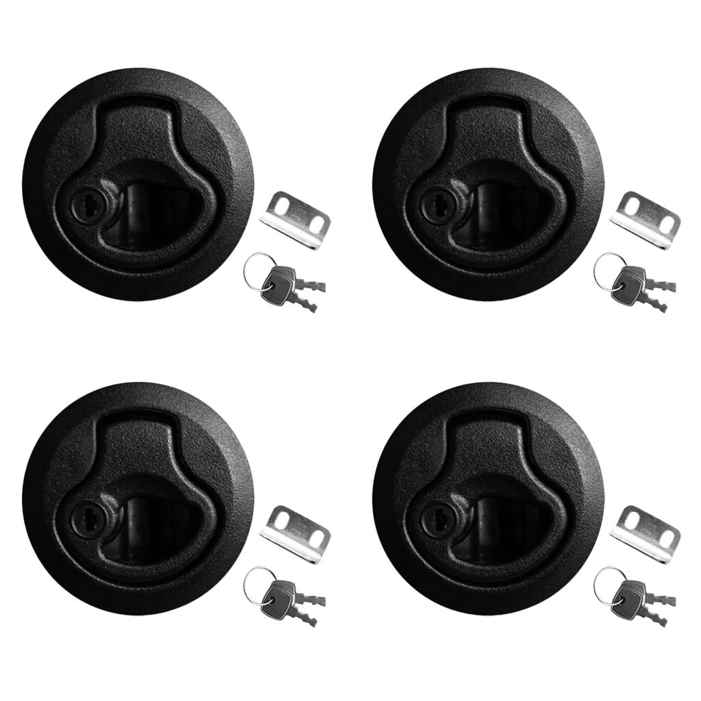 Black 2 Flush Pull Slam Latch for Marine Boat Hatch 1/4" Door Lock 4 Pcs"