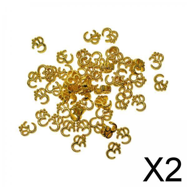 2x50Pcs Yoga OM Spacer Beads DIY Gold Charms for Sweaters Chains Hats Keyrings
