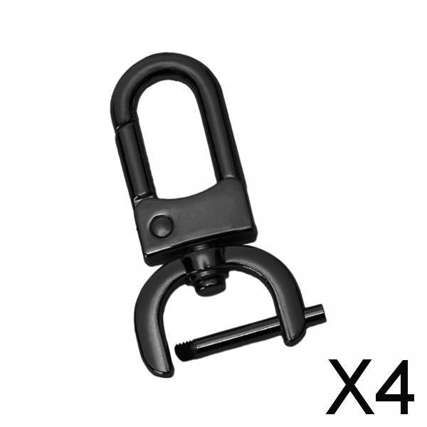 4xDetachable Snap Hook Swivel Clasp with Screw Bar DIY Purse Strap Replacement Black L
