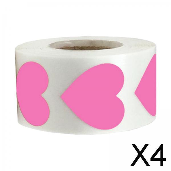 4xHeart Stickers 500Pcs Valentines Day Decoration for Birthdays Party Holidays Pink